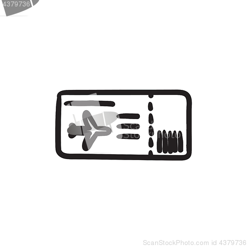 Image of Flight ticket sketch icon.