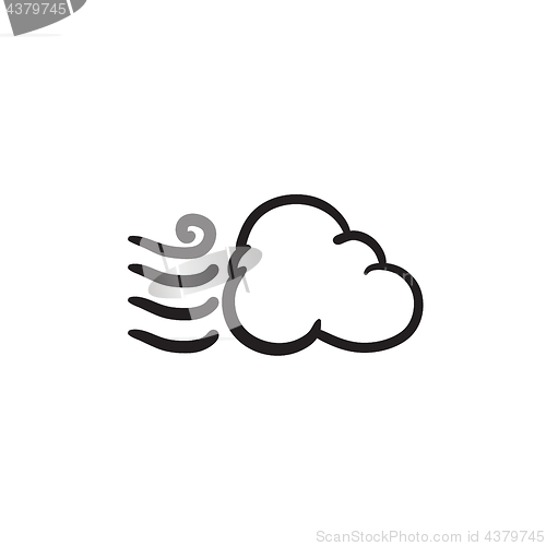 Image of Windy cloud sketch icon.