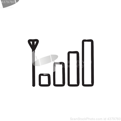 Image of Mobile phone signal sign sketch icon.