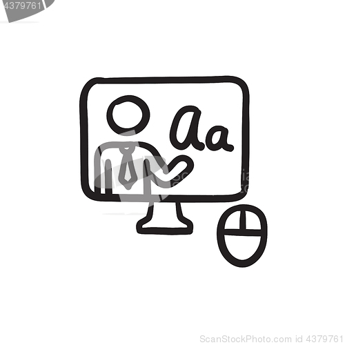 Image of Online education sketch icon.