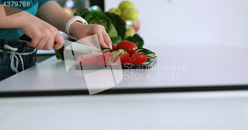 Image of Young Couple In Modern Kitchen  Preparing Food