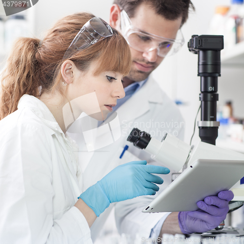 Image of Health care researchers working in scientific laboratory.