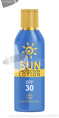 Image of Sunscreen lotion on white background