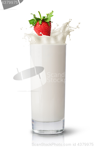 Image of Strawberry falling into milk