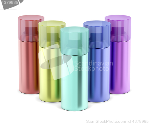 Image of Multicolored aerosol spray cans