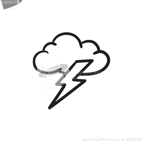 Image of Cloud and lightning bolt sketch icon.