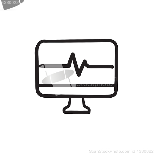 Image of Heart beat monitor sketch icon.