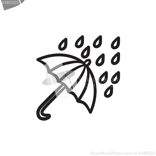 Image of Rain and umbrella sketch icon.