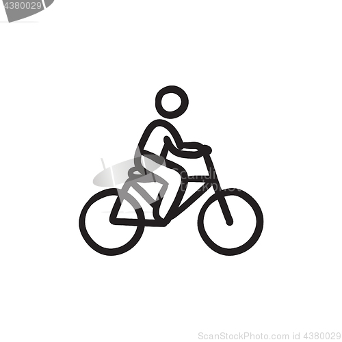 Image of Man riding bike sketch icon.