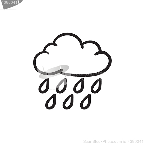 Image of Cloud and rain sketch icon.