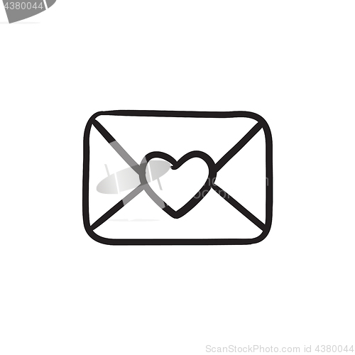 Image of Envelope with heart sketch icon.