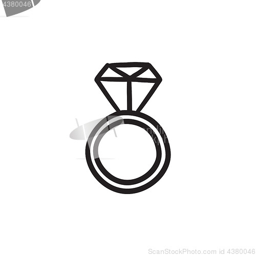 Image of Engagement ring with diamond sketch icon.