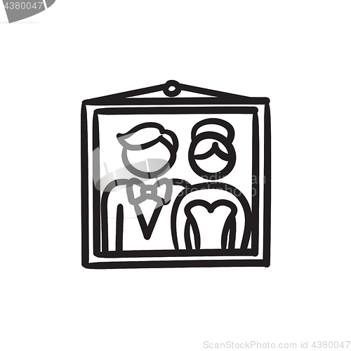 Image of Wedding photo sketch icon.