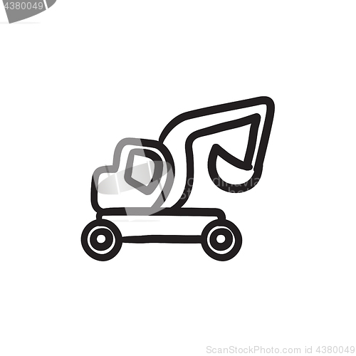 Image of Excavator truck sketch icon.