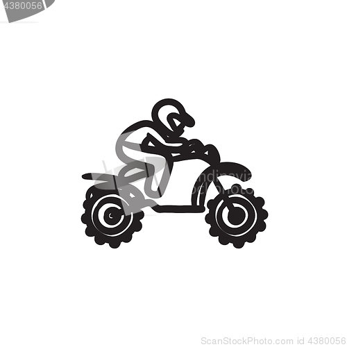 Image of Man riding motocross bike sketch icon.