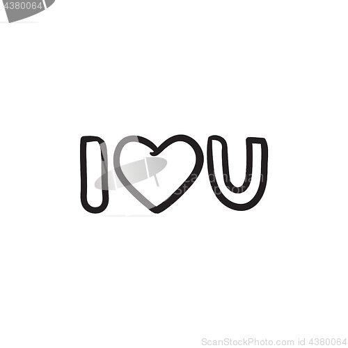 Image of Abbreviation i love you sketch icon.