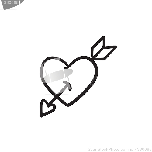 Image of Heart pierced with arrow sketch icon.