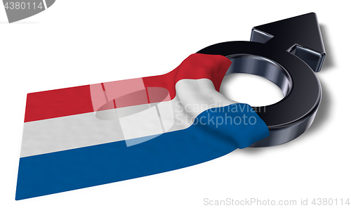 Image of mars symbol and flag of the netherlands - 3d rendering