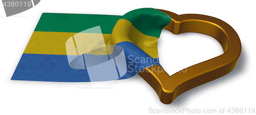 Image of flag of gabon and heart symbol - 3d rendering