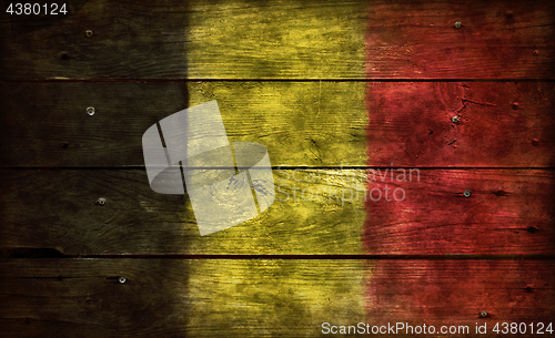 Image of flag belgium on wood