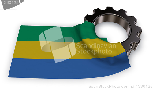 Image of gear wheel and flag of gabon - 3d rendering