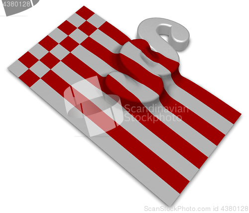 Image of paragraph symbol and flag of bremen - 3d rendering