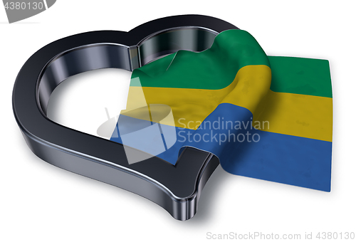 Image of flag of gabon and heart symbol - 3d rendering