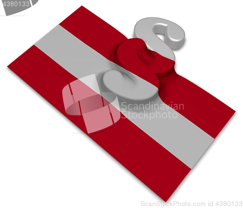 Image of paragraph symbol and austrian flag - 3d rendering