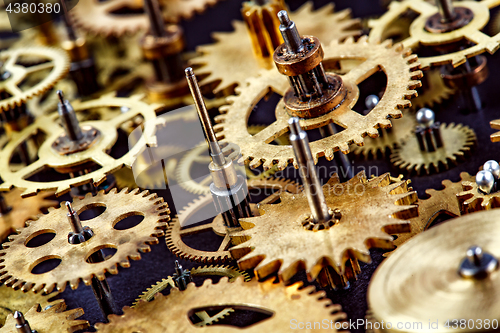 Image of Close up old mechanism on a black background