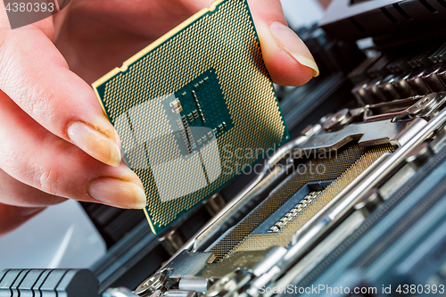 Image of Modern processor and motherboard