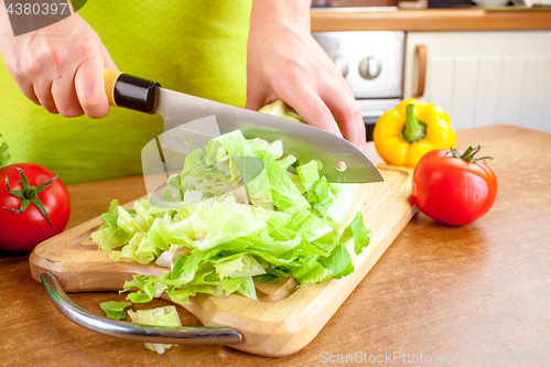 Image of Woman\'s hands cutting vegetables