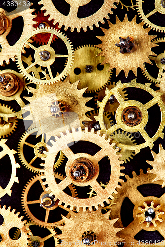 Image of Close up old mechanism on a black background