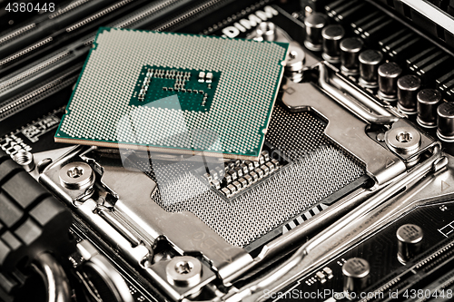 Image of Modern processor and motherboard