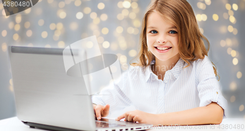 Image of girl with laptop pc computer