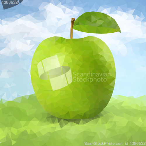 Image of Vector green polygonal apple