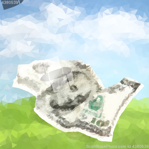 Image of Vector polygonal crumpled one hundred dollars