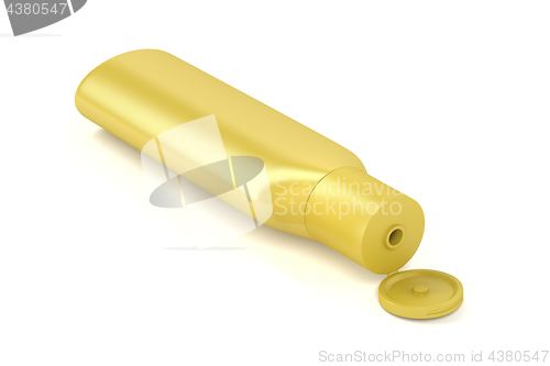 Image of Yellow plastic bottle for cosmetic products