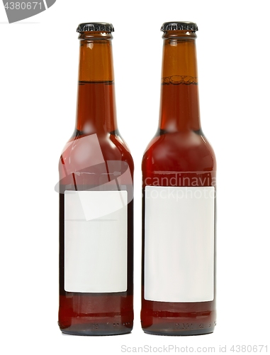 Image of Beer bottles on a white