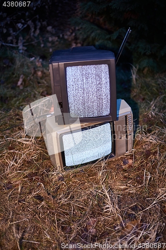 Image of TV no signal in grass