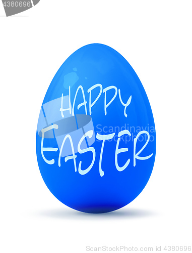 Image of a blue easter egg and the text happy easter