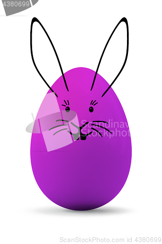 Image of a purple easter egg with a rabbit face