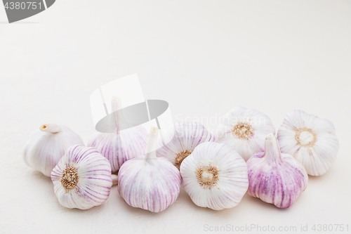 Image of garlic bulbs on white background