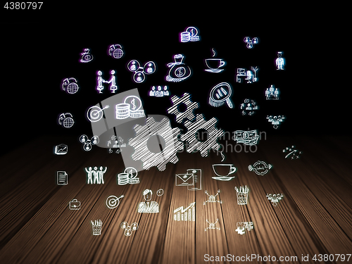 Image of Finance concept: Gears in grunge dark room