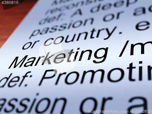 Image of Marketing Definition Closeup Showing Promotion