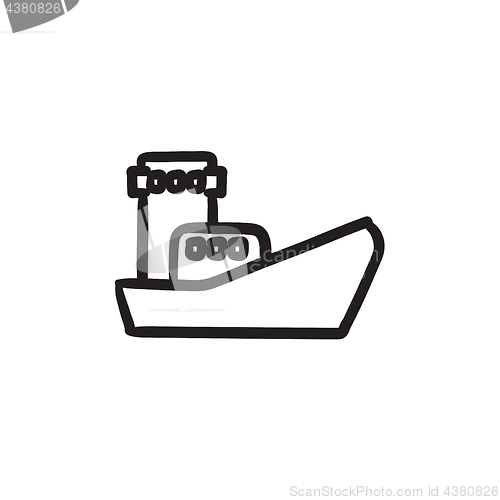 Image of Cargo container ship sketch icon.