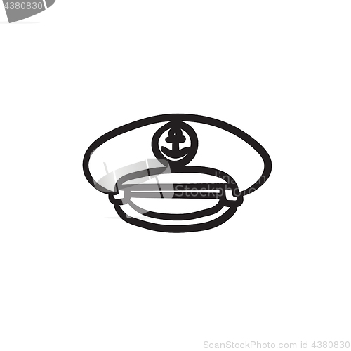 Image of Captain peaked cap sketch icon.