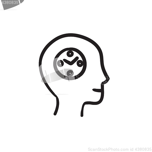 Image of Human head with clock sketch icon.