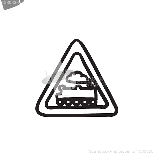 Image of Train sign sketch icon.