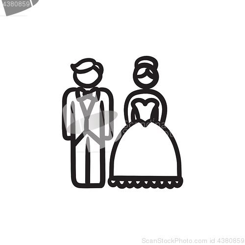 Image of Bride and groom sketch icon.