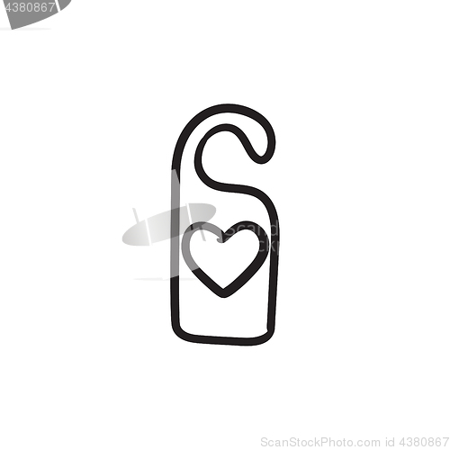 Image of Door tag with heart sketch icon.